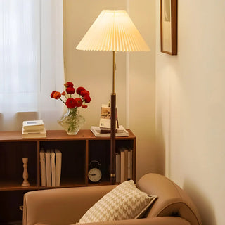 ZOWALA - Pull Chain Cone Wooden Gold Floor Lamp Image - 6
