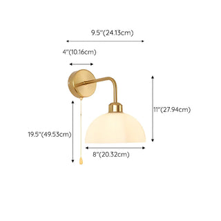 Bedroom Gold Dome Metal Wall Sconce with Pull Chain Zawala Image - 13