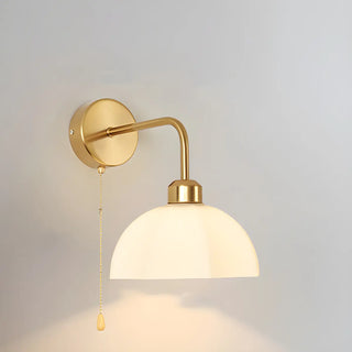 Bedroom Gold Dome Metal Wall Sconce with Pull Chain Zawala Image - 5