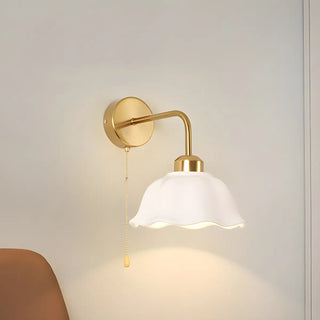 Bedroom Gold Dome Metal Wall Sconce with Pull Chain Zawala Image - 6