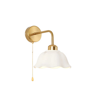 Bedroom Gold Dome Metal Wall Sconce with Pull Chain Zawala Image - 7