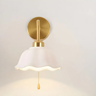 Bedroom Gold Dome Metal Wall Sconce with Pull Chain Zawala Image - 8