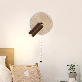 Simple Beige Stone Globe Wall Sconce with Pull Chain Zawala Image - 1