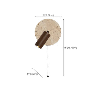 Simple Beige Stone Globe Wall Sconce with Pull Chain Zawala #size