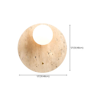 Simple Beige Stone Globe Wall Sconce with Pull Chain Zawala Image - 13