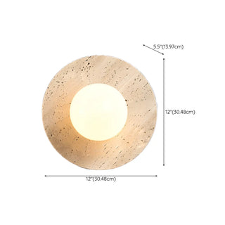 Simple Beige Stone Globe Wall Sconce with Pull Chain Zawala Image - 14