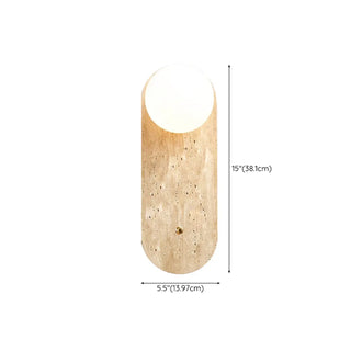 Simple Beige Stone Globe Wall Sconce with Pull Chain Zawala Image - 15