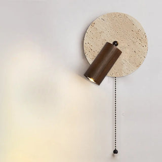 Simple Beige Stone Globe Wall Sconce with Pull Chain Zawala Image - 2