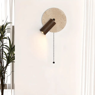 Simple Beige Stone Globe Wall Sconce with Pull Chain Zawala Image - 3