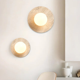 Simple Beige Stone Globe Wall Sconce with Pull Chain Zawala Image - 4