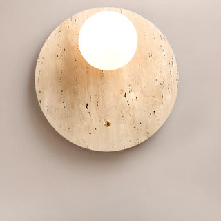 Simple Beige Stone Globe Wall Sconce with Pull Chain Zawala Image - 5