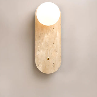 Simple Beige Stone Globe Wall Sconce with Pull Chain Zawala Image - 7