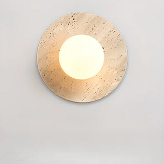 Simple Beige Stone Globe Wall Sconce with Pull Chain Zawala Image - 8
