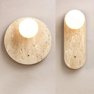 Simple Beige Stone Globe Wall Sconce with Pull Chain Zawala Image - 9