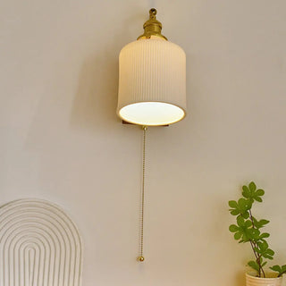 Adjustable Walnut Cylinder Pull String Wall Sconce Zawala Image - 11