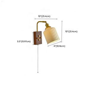 Adjustable Walnut Cylinder Pull String Wall Sconce Zawala Image - 15
