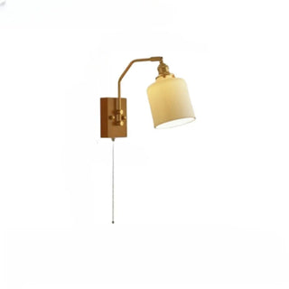 Adjustable Walnut Cylinder Pull String Wall Sconce Zawala Image - 5