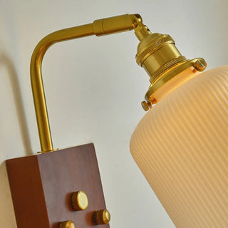 Adjustable Walnut Cylinder Pull String Wall Sconce Zawala Image - 9