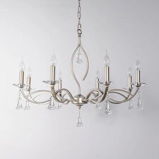 Elegant Crystal Silver Candle Chandelier Adjustable Chain Image - 10