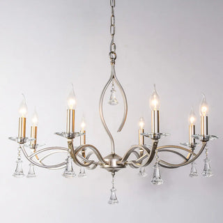 Elegant Crystal Silver Candle Chandelier Adjustable Chain Image - 12