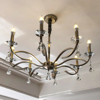 Elegant Crystal Silver Candle Chandelier Adjustable Chain Image - 17