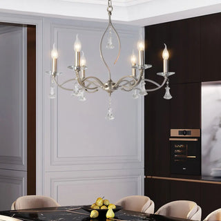 Elegant Crystal Silver Candle Chandelier Adjustable Chain Image - 1