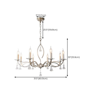 Elegant Crystal Silver Candle Chandelier Adjustable Chain Image - 20