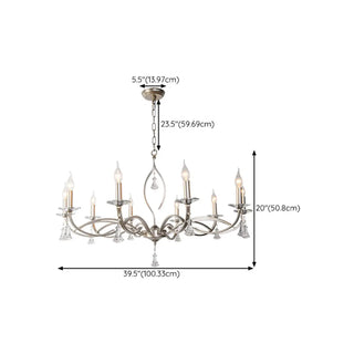 Elegant Crystal Silver Candle Chandelier Adjustable Chain Image - 21