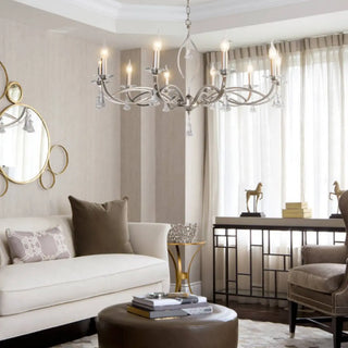 Elegant Crystal Silver Candle Chandelier Adjustable Chain Image - 6