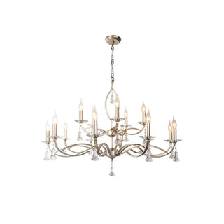 Elegant Crystal Silver Candle Chandelier Adjustable Chain Image - 8