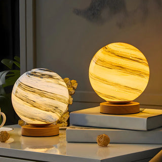 Simple Starry Planet Glass Bedroom Moon Table Lamp Zawala Image - 1