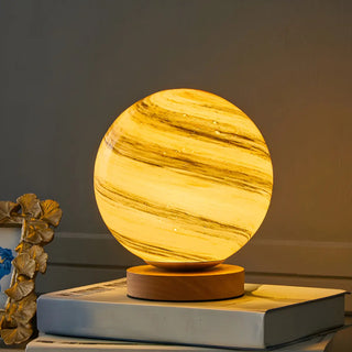 Simple Starry Planet Glass Bedroom Moon Table Lamp Zawala Image - 3