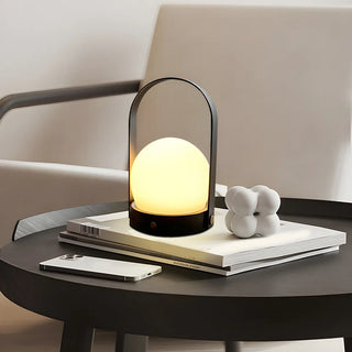 Simple Rechargeable Portable White Glass Table Lamp Zawala Image - 1