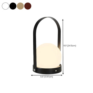 Simple Rechargeable Portable White Glass Table Lamp Zawala #size