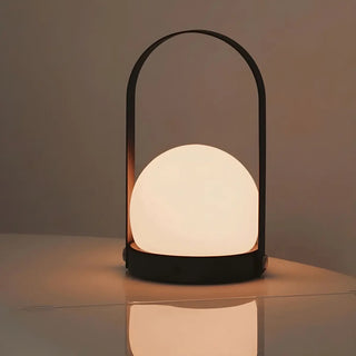 Simple Rechargeable Portable White Glass Table Lamp Zawala Image - 2
