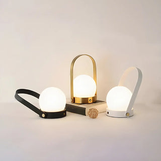 Simple Rechargeable Portable White Glass Table Lamp Zawala Image - 5