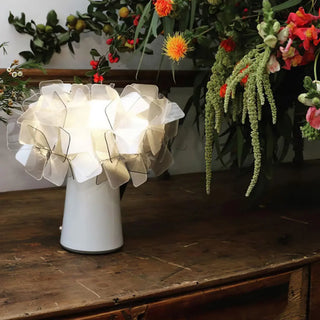 Rechargeable Chic White Flower Pot Geometric Table Lamp Zawala Image - 5