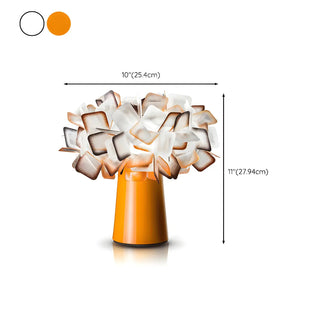 Rechargeable Chic White Flower Pot Geometric Table Lamp Zawala #size
