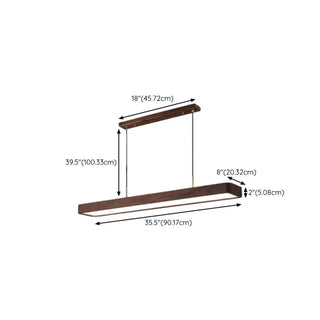 ZOWALA - Trendy Rectangular Wooden LED Island Pendant Light #size