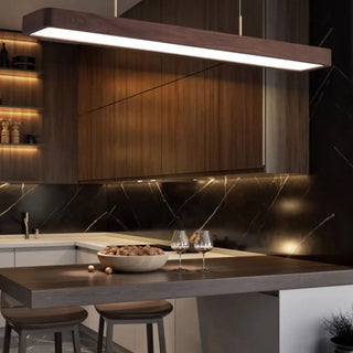ZOWALA - Trendy Rectangular Wooden LED Island Pendant Light Image - 4