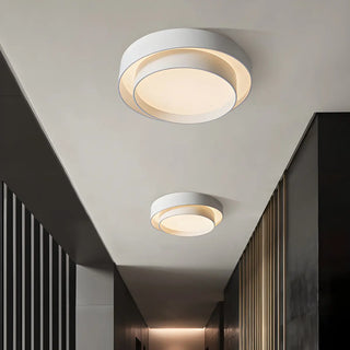 ZOWALA - Remote Circle White Iron Flush Mount Light Image - 1