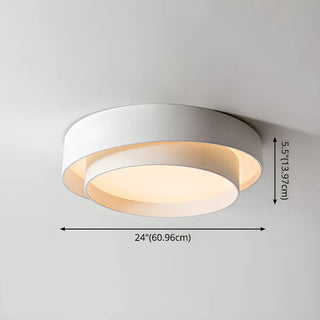 ZOWALA - Remote Circle White Iron Flush Mount Light Image - 12