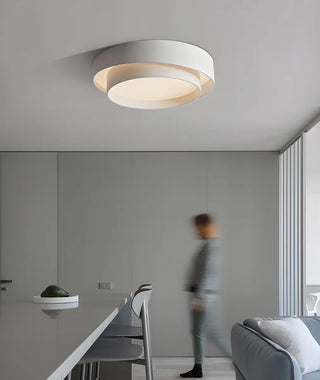 ZOWALA - Remote Circle White Iron Flush Mount Light Image - 13