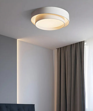 ZOWALA - Remote Circle White Iron Flush Mount Light Image - 2