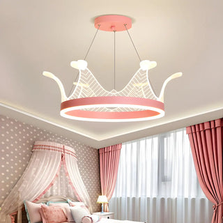 ZOWALA - Pink Crown LED Adjustable Height Kids Room Chandelier Image - 1