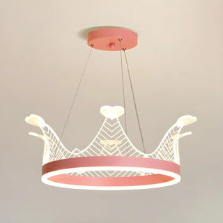 ZOWALA - Pink Crown LED Adjustable Height Kids Room Chandelier Image - 10