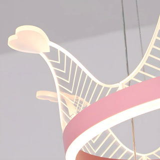 ZOWALA - Pink Crown LED Adjustable Height Kids Room Chandelier Image - 11