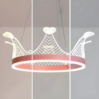 ZOWALA - Pink Crown LED Adjustable Height Kids Room Chandelier Image - 12