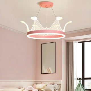 ZOWALA - Pink Crown LED Adjustable Height Kids Room Chandelier Image - 15