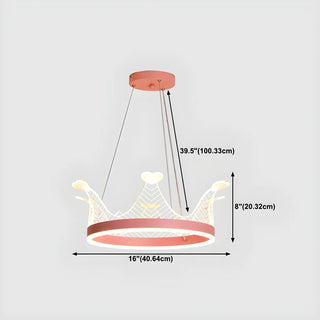 ZOWALA - Pink Crown LED Adjustable Height Kids Room Chandelier #size